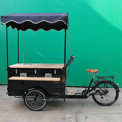 Stainless Steel Coffee Cart Trailer for Outdoor Bike and Street Vending Tricycle