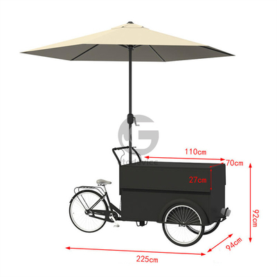 250*124*135cm Cannery Application Coffee Food Tricycle Cart with Cargo and Capacity