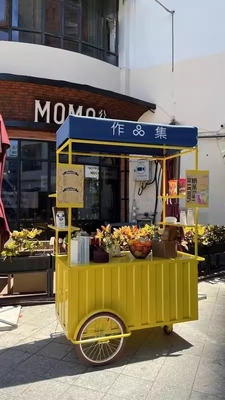 Stainless Steel Insulation Tempered Glass Outdoor Street Vending 3 Wheel Coffee Bike