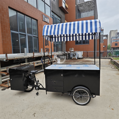 Restaurant Beautiful Design Decorative Display 110*70cm Tricycle Food Cart with Umbrella