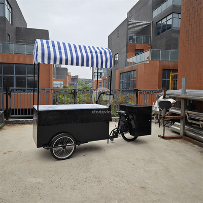 Restaurant Beautiful Design Decorative Display 110*70cm Tricycle Food Cart with Umbrella