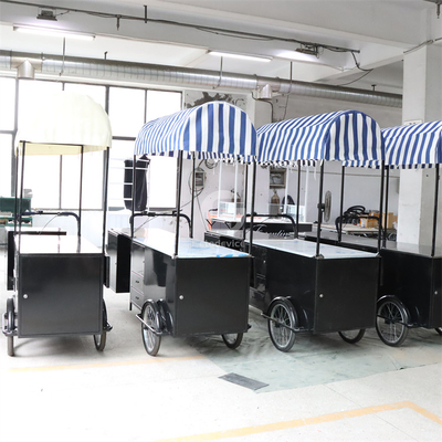 Restaurant Beautiful Design Decorative Display 110*70cm Tricycle Food Cart with Umbrella