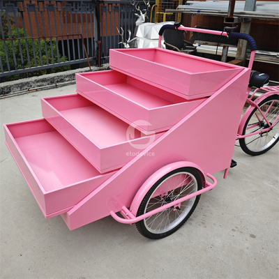 Customized Food Vending Cart For High Productivity Fruits and Flowers on Street Tricycle