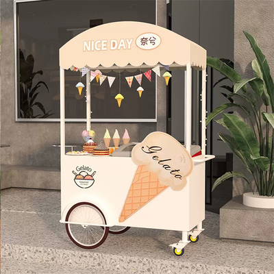 Hand Push Cart for Commercial Street Food Optional Equipment Ice Cream Machine