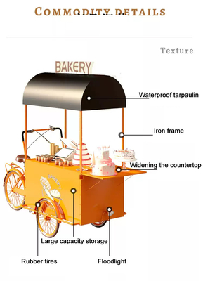 Food Cake Display Tricycle Perfect for Customized Food Vending and Ice Cream Delivery