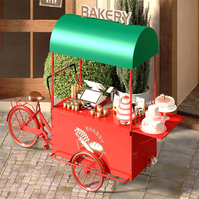 300kg Food Bike 3 Wheel Hot Dog Tricycle Cart With Folding Table for Mobile Fruit Cart