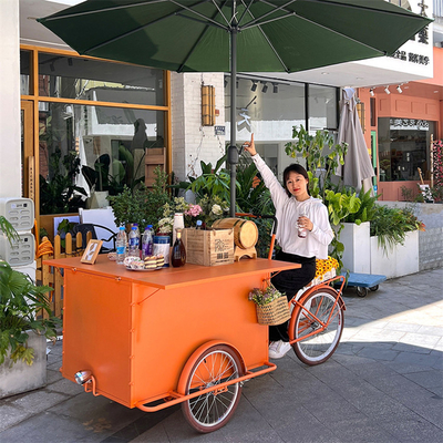 300kg Food Bike 3 Wheel Hot Dog Tricycle Cart With Folding Table for Mobile Fruit Cart
