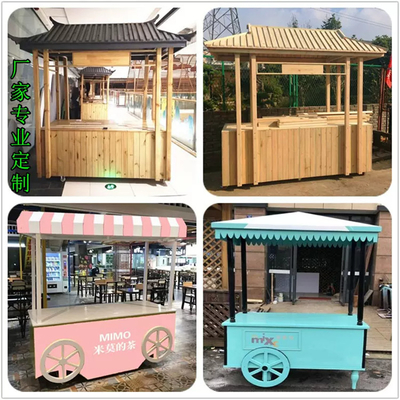 Customized Colors Hand Push Fruit Milk Beverages Display Cart for Flour Mill Industry