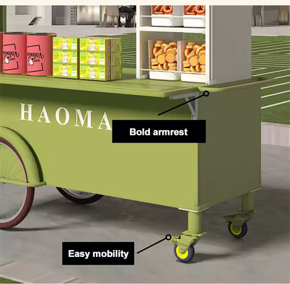 Highly Customized Colors Mini Hand Push Street Snack Vending Trolley Fast Food Stand Cart with Big Storage Capacity