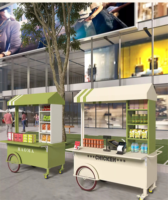 Highly Customized Colors Mini Hand Push Street Snack Vending Trolley Fast Food Stand Cart with Big Storage Capacity