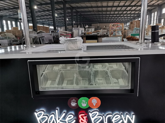 New style Hard Ice Cream mobile Cart with LED Light Italy Gelato Cart Good Quality Ice Cream Push Cart with CE