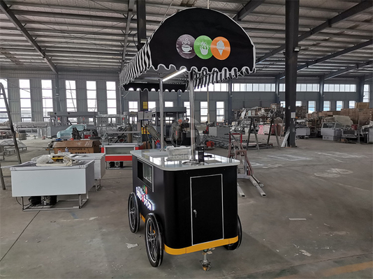 New style Hard Ice Cream mobile Cart with LED Light Italy Gelato Cart Good Quality Ice Cream Push Cart with CE