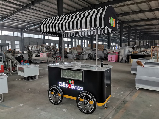 New style Hard Ice Cream mobile Cart with LED Light Italy Gelato Cart Good Quality Ice Cream Push Cart with CE