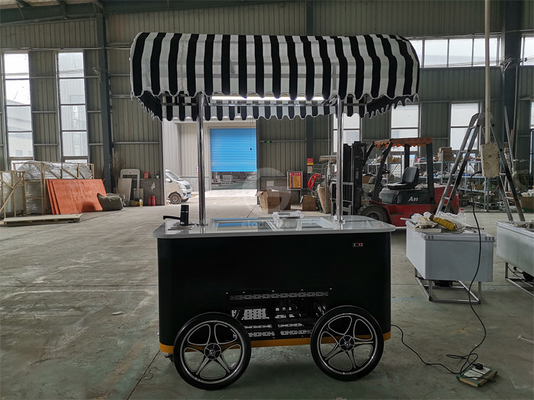 New style Hard Ice Cream mobile Cart with LED Light Italy Gelato Cart Good Quality Ice Cream Push Cart with CE