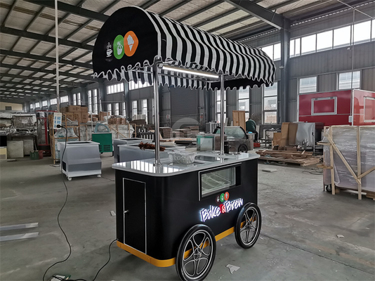 New style Hard Ice Cream mobile Cart with LED Light Italy Gelato Cart Good Quality Ice Cream Push Cart with CE