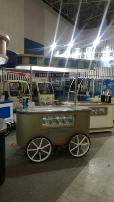 CE Approved Mobile Hand Push Hard Ice Cream Cart Popsicle Cart With Showcase