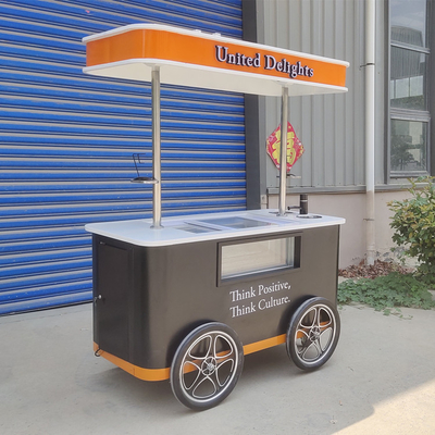 Electric Gelato Push Food Hand Push Cooled Popsicle Beach Freezer Ice Cream Cart