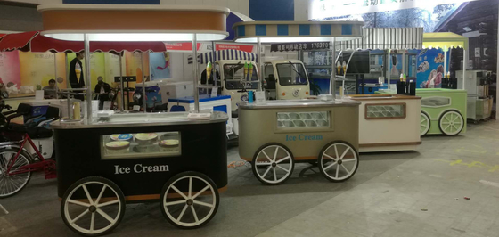 Awning Gelato Cart Mobile Ice Cream Push Cart with Wheels for Sale