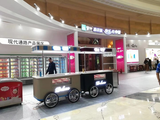 Awning Gelato Cart Mobile Ice Cream Push Cart with Wheels for Sale