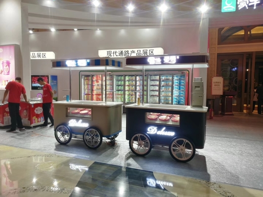 Awning Gelato Cart Mobile Ice Cream Push Cart with Wheels for Sale