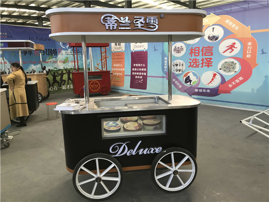 Awning Gelato Cart Mobile Ice Cream Push Cart with Wheels for Sale