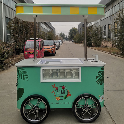 Italian Gelato Bike Ice Cream Cart Mobile Push Popsicle Showcase Freezers Vending Cart For commercial use