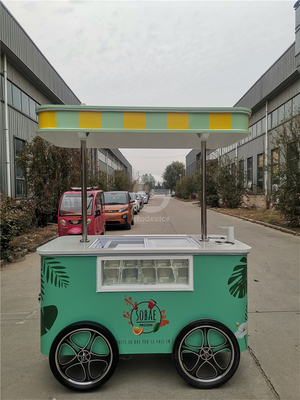 Commercial Mini Frozen Ice Cream Display Cart Trailer Gelato Mexican Beach Ice Cream Freezer Hand Cart Push Carts For Ice Cream