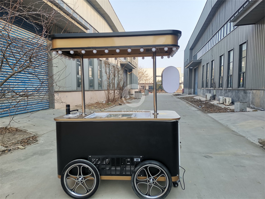 2024 new type Mobile Italian ice cream hand push cart with display freezer Gelato stand cart