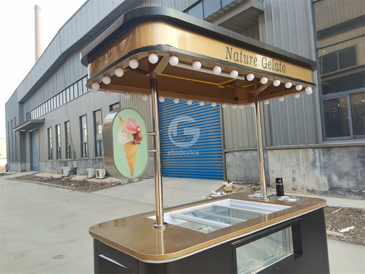 2024 new type Mobile Italian ice cream hand push cart with display freezer Gelato stand cart