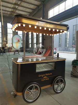 2024 new type Mobile Italian ice cream hand push cart with display freezer Gelato stand cart