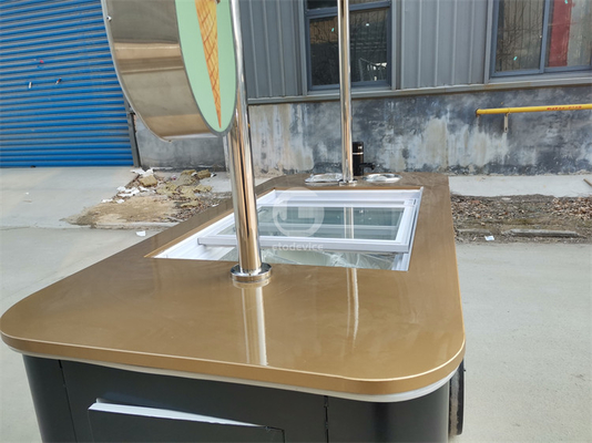 2024 new type Mobile Italian ice cream hand push cart with display freezer Gelato stand cart
