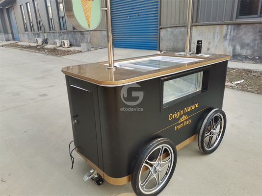 Vintage Ice Cream Cart Bicycle Ice Cream Hand Push Cart for Italian Gelato Ice Cream