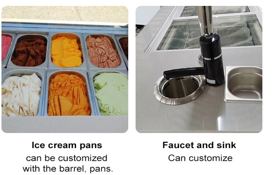 Mobile Italian ice cream hand push cart with display freezer Gelato stand cart