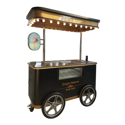 Gelato showcase kiosk popsicle freezers hand push Italian ice cream display cart