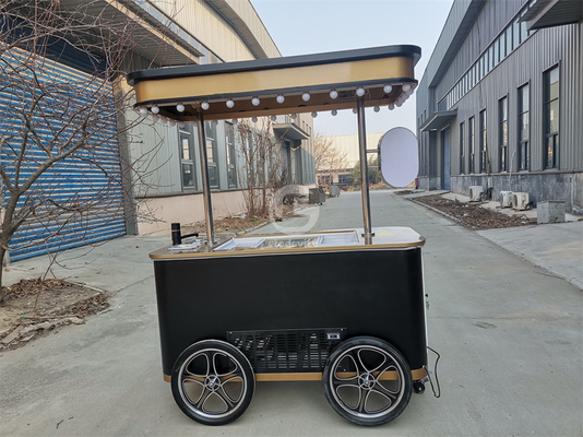 Gelato showcase kiosk popsicle freezers hand push Italian ice cream display cart