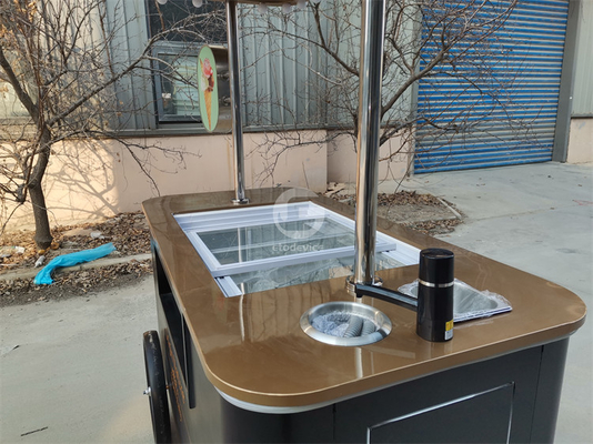Fast Food Mobile Cart for Ice Cream Cold Drink Snack Trolley Gelato Ice Cream Cart