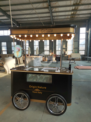 Fast Food Mobile Cart for Ice Cream Cold Drink Snack Trolley Gelato Ice Cream Cart