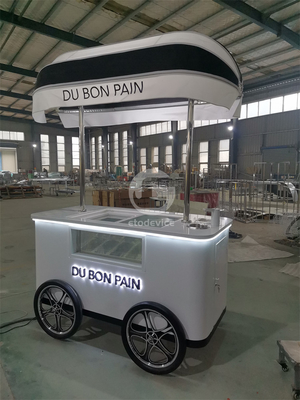 Display Cart Gelato Hard Ice Cream Cart with Two wheels