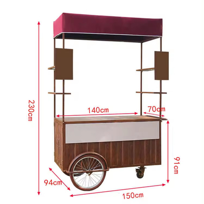Hand Push Coffee Bicycle  New Design Tricycle Cart for Mobile Cafe