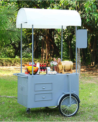 Hand Push Cart for Street Food  3 Wheels Cargo cart with storage box for vending promotion
