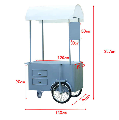 Hand Push Cart for Street Food  3 Wheels Cargo cart with storage box for vending promotion