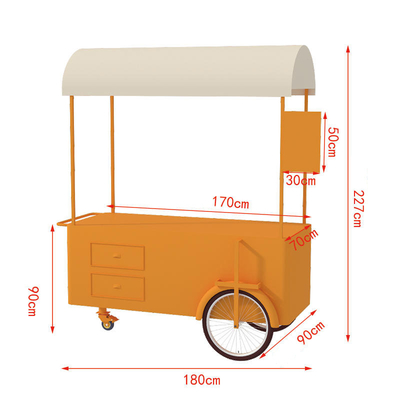 Hand Push Cart for Street Food  3 Wheels Cargo cart with storage box for vending promotion