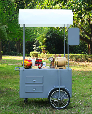 Cheap price Food Concession Stand Street mobile hand push vending cart with storage awning