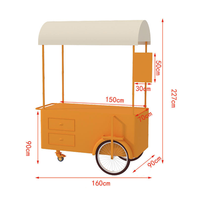 Cheap price Food Concession Stand Street mobile hand push vending cart with storage awning