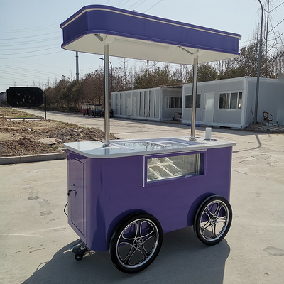 Custom Designed Street Snack Ice Cream Cart Freezer Mini Push Cart Mobile Food Carts