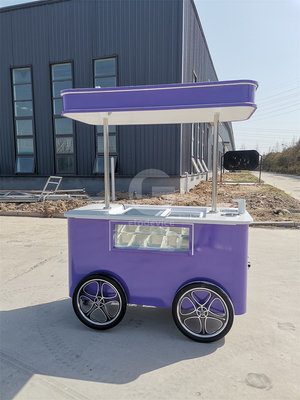 Custom Designed Street Snack Ice Cream Cart Freezer Mini Push Cart Mobile Food Carts