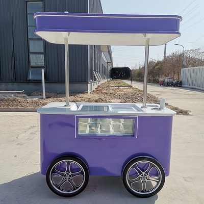 Mobile Italian ice cream hand push cart bike with display freezer Gelato stand cart with wheels