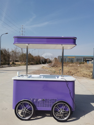Mobile Italian ice cream hand push cart bike with display freezer Gelato stand cart with wheels