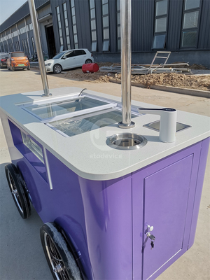 Mobile Italian ice cream hand push cart bike with display freezer Gelato stand cart with wheels