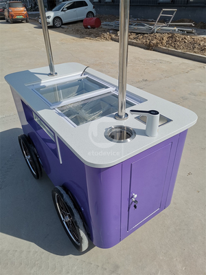 Mobile Italian ice cream hand push cart bike with display freezer Gelato stand cart with wheels